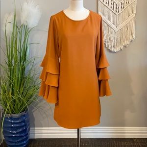 Rust ruffle dress
